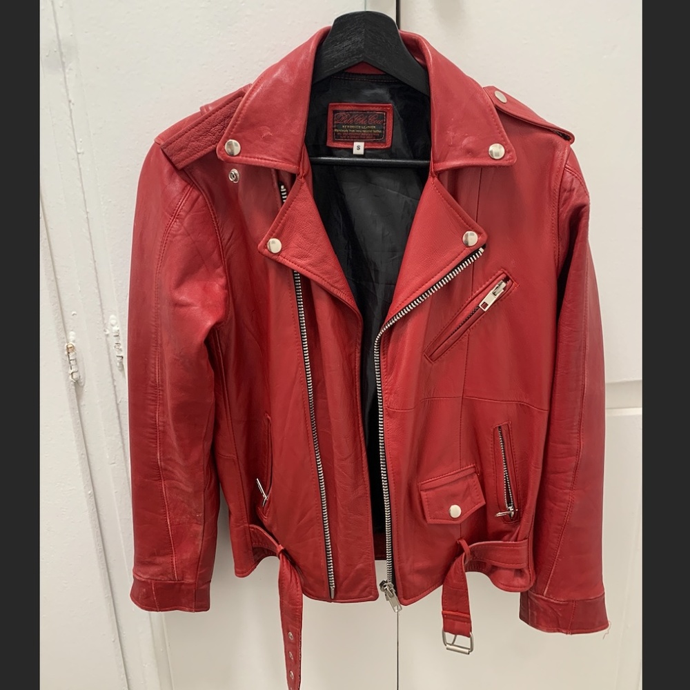 PELE CHE COCO 100% RED LEATHER JACKET - SMALL